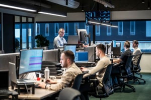 Caroz control tower team monitoring shipments at the Venlo office.