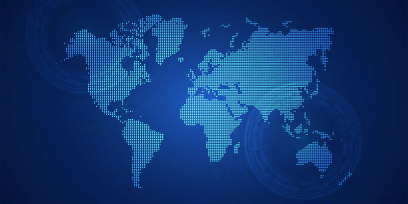 Digital world map symbolizing Caroz' global 4PL network